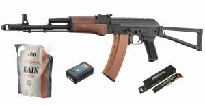 Karabin ASG elektryczny AKS74N - zestaw junior